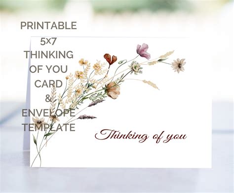 Thinking of You, Sympathy Card, Printable, Greeting Card, Digital Card to Print at Home, 5x7 ...