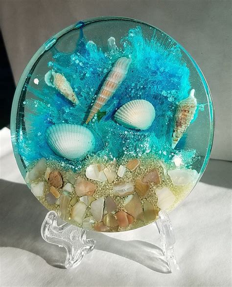 Beautiful beach themed petri 4 handmade original resin | Etsy | Resin ...