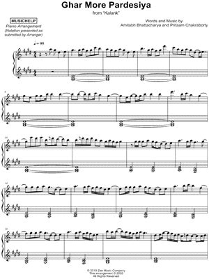 Kalank Sheet Music Downloads at Musicnotes.com