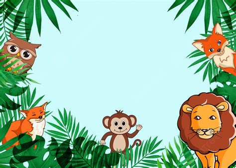 Jungle Cartoon Fox Lion Owl Animal Background, Lion, Forest, Grove Background Image And ...