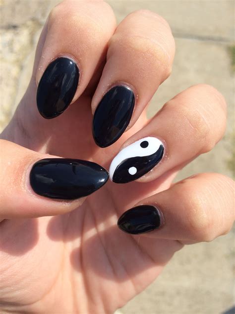 Black ying yang nails | Minimalist nails, One direction nails, Nails