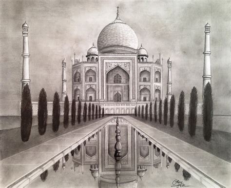 Taj Mahal - pencil drawing - Dreams of an Architect