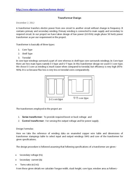 Transformer Design Formulas | Transformer | Electricity