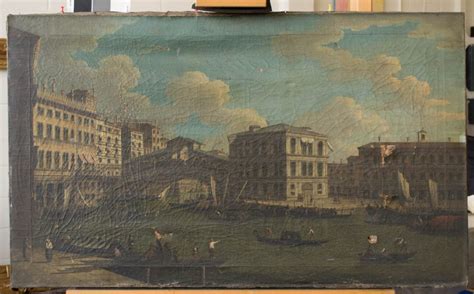 Painting, oil on canvas, style of Canaletto, A View of the Rialto ...