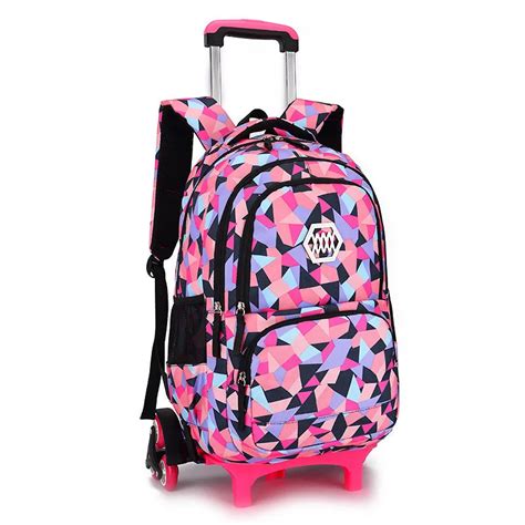 New Removable Children School Bags with 2/6 Wheels for Girls Trolley ...