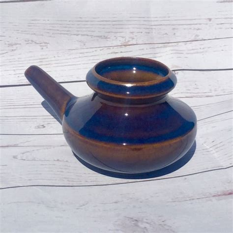 Blue Ceramic Neti Pot Allergy Relief Bpa and Lead by greenOMgreen