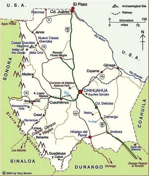 Mapa De Chihuahua Mexico Con Nombres