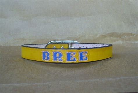 Dog Collars with Name Personalized Leather Dog Collar Yellow | Etsy