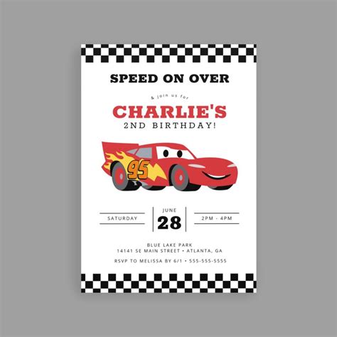 Cars Lightning McQueen Birthday Invitation | Zazzle | Cars birthday ...