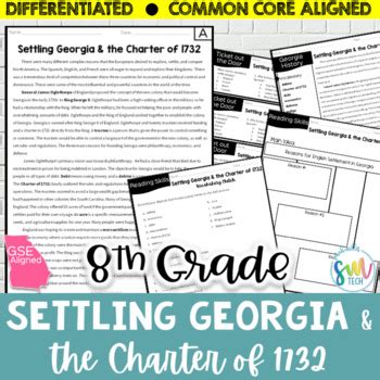 Charter of 1732 Georgia DIFFERENTIATED Reading (SS8H2, SS8H2a) *8th Grade* CCSS