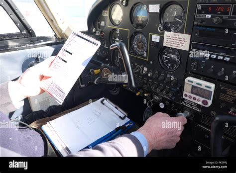 Pre flight checks checklist in a Piper Pa-28 Cherokee procedure Stock ...