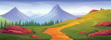 Cartoon mountain landscape with foothpath 25449334 Vector Art at Vecteezy