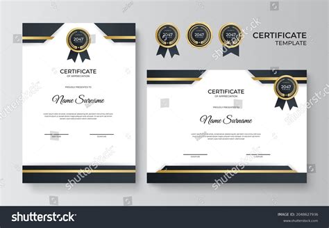 Modern Black Gold Certificate Template Design Stock Vector (Royalty Free) 2048627936 | Shutterstock