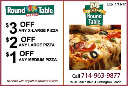 Round Table Pizza Coupon Huntington Beach Super Savings in Surf City