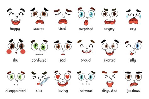 Premium Vector | Emotions faces set Different emotional expressions bundle Learning feeling with ...