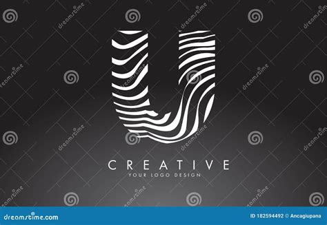 U Letter Logo Design with Fingerprint, Black and White Wood or Zebra ...