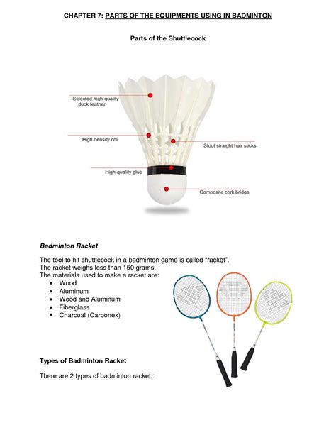 SOLUTION: CHAPTER 7 PARTS OF THE EQUIPMENTS USING IN BADMINTON - Studypool