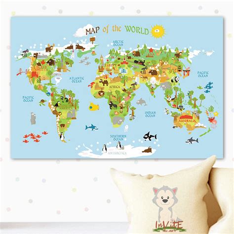 Printable WORLD MAP POSTER for Kids, High Resolution Unique Baby Gift ...