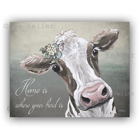 Canvas Cow Art Print. Cow Prints, Farmhouse Cow Art. Cow With Words Wall Art, Farmhouse Cow Art ...