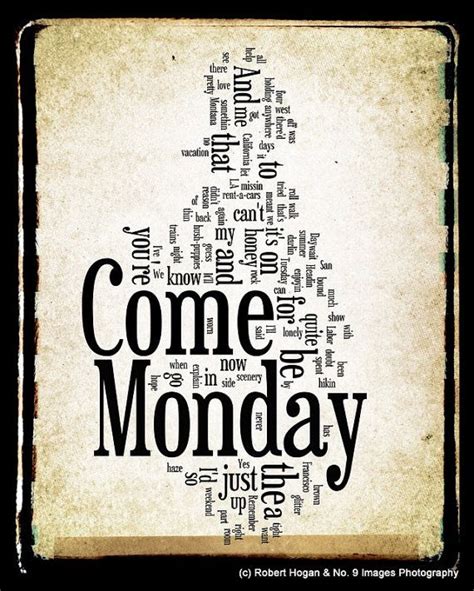 Come Monday Lyrics - Jimmy Buffett Word Art - Word Cloud Art 8x10 ...