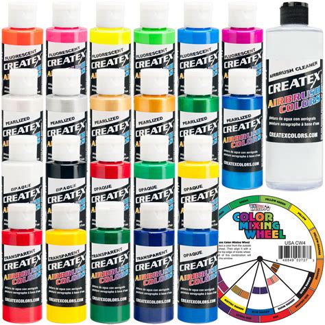 Createx Colors Airbrush Paint - 22 Colors and Cleaner - 2 oz - Walmart.com