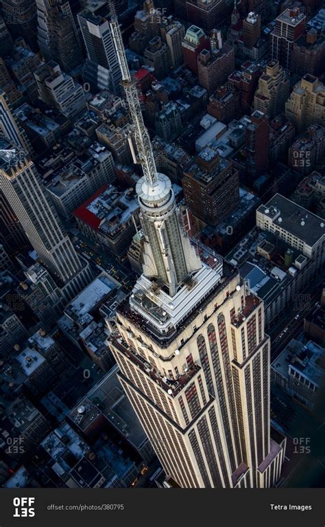 New York, NY, USA - April 10, 2016: Aerial view of Empire State ...