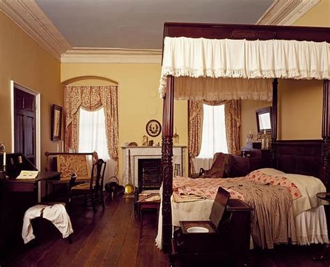 Bedroom at Arlington House, Robert E. Lee's house at Arlington Cemetery, Arlington, Virginia ...