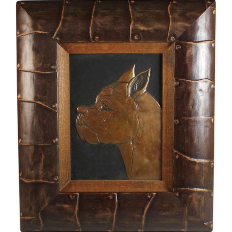 Vintage Patinated Copper Repousse Relief of a Boxer in Great Frame | Repousse, Cat portraits ...