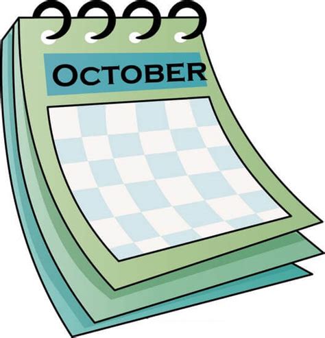 Clipart October Calendar - Printable Word Searches