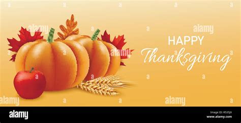 Happy thanksgiving concept banner. Realistic illustration of happy ...