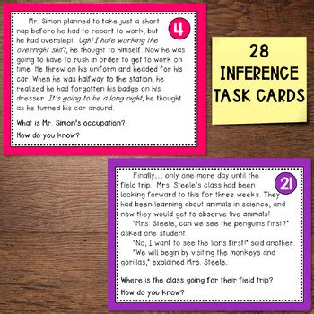 Inference Task Cards by Deb Hanson | Teachers Pay Teachers