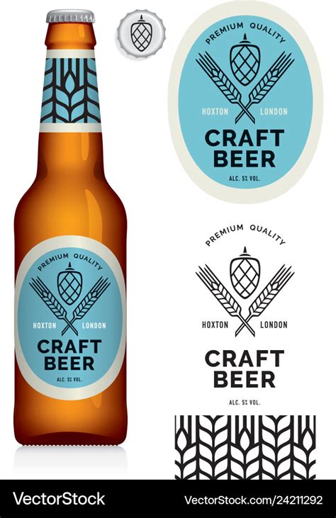 Craft beer label neck label on brown bottle 330ml Vector Image