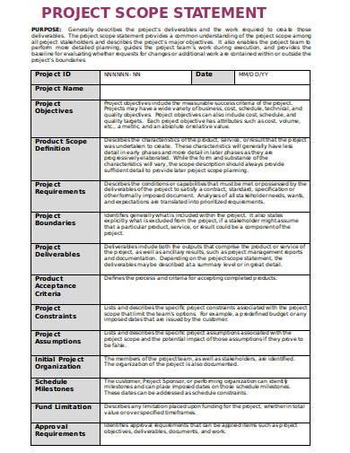 FREE 13+ Project Scope Statement Samples in PDF | MS Word