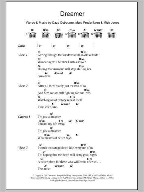 Dreamer by Ozzy Osbourne - Guitar Chords/Lyrics - Guitar Instructor