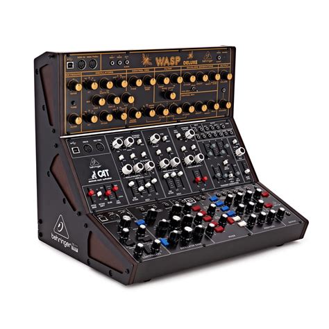 Behringer 3-Tier Synth Rack, Including Model D, CAT and Wasp Deluxe at Gear4music