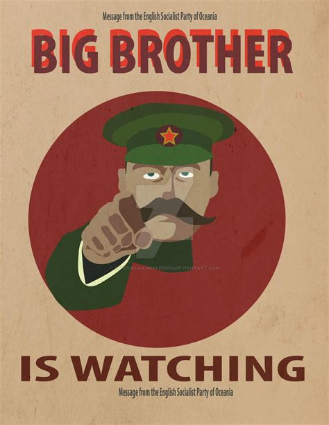 😎 Big brother is watching you poster 1984. The author describes a ...