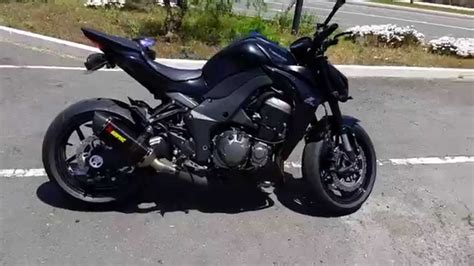 Black 2015 Kawasaki Z1000 full Akrapovic Exhaust - YouTube