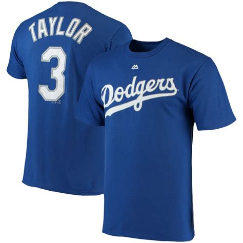 Men's Los Angeles Dodgers Chris Taylor Majestic Royal Official Name & Number T-Shirt