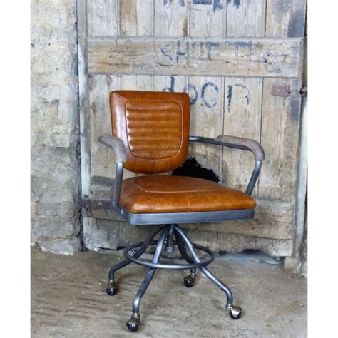 Aviation • Aviator Industrial Tan Leather Office Chair