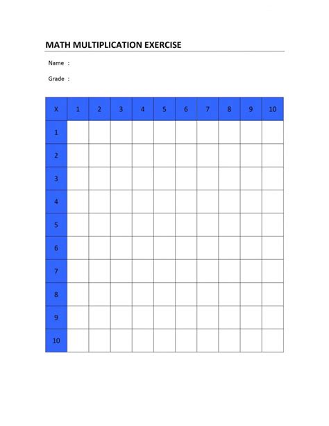 Math Tables Chart Template