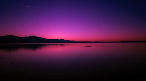 3840x2160 Resolution Pink Purple Sunset Near Lake 4K Wallpaper - Wallpapers Den
