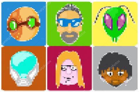 Icons of avatars pixel art Stock Vector by ©Lemuur 41495341