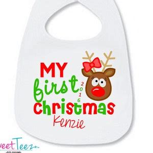 My First Christmas Bib , Personalized Christmas Bib , Baby Bib for Christmas , Personalized ...