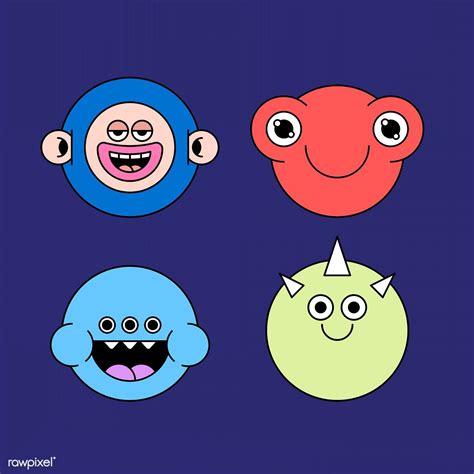 Mixed funky monster emoji stickers set | free image by rawpixel.com ...