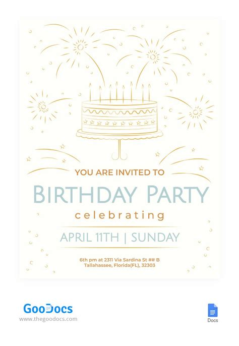 Free Linear Birthday Invitation Template In Google Docs