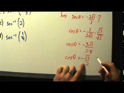 Trigonometry - Evaluating the Inverse Secant Function - 4 Examples ...