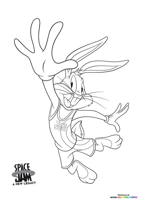 Bugs Bunny jumping - Space Jam: A new legacy - Coloring Pages for kids in 2022 | Bugs bunny ...