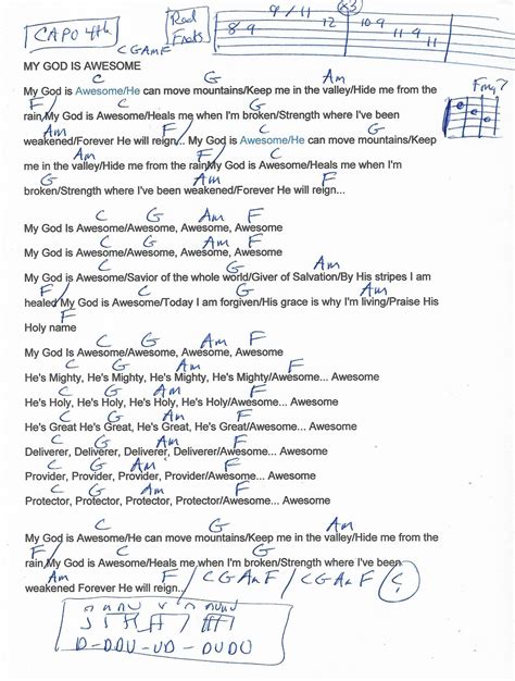 My God Is Awesome (Charles Jenkins) Guitar Chord Chart - Capo 4th ...