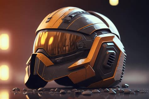 Premium AI Image | A helmet from halo 3 is on a table.