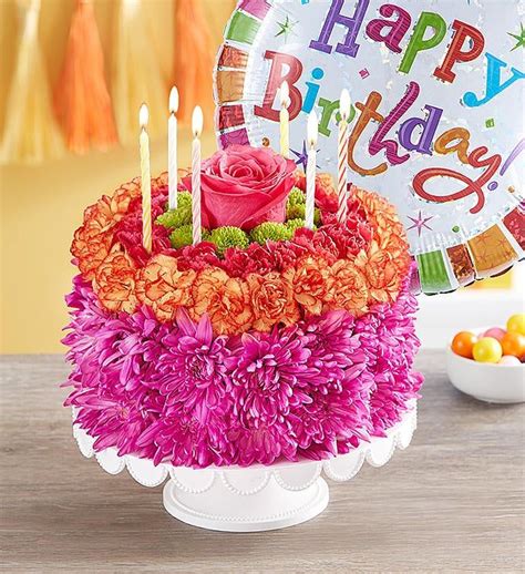 Birthday Wishes Flower Cake® Vibrant | Birthday wishes flowers, Birthday flower delivery, Happy ...